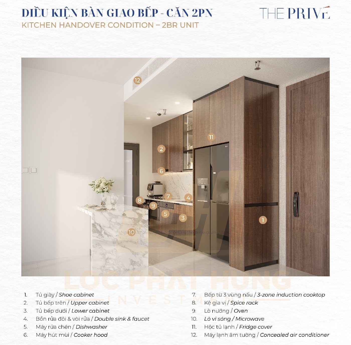 Điều kiện bàn giao Bếp The Privé Quận 2 - Căn Hộ 2PN