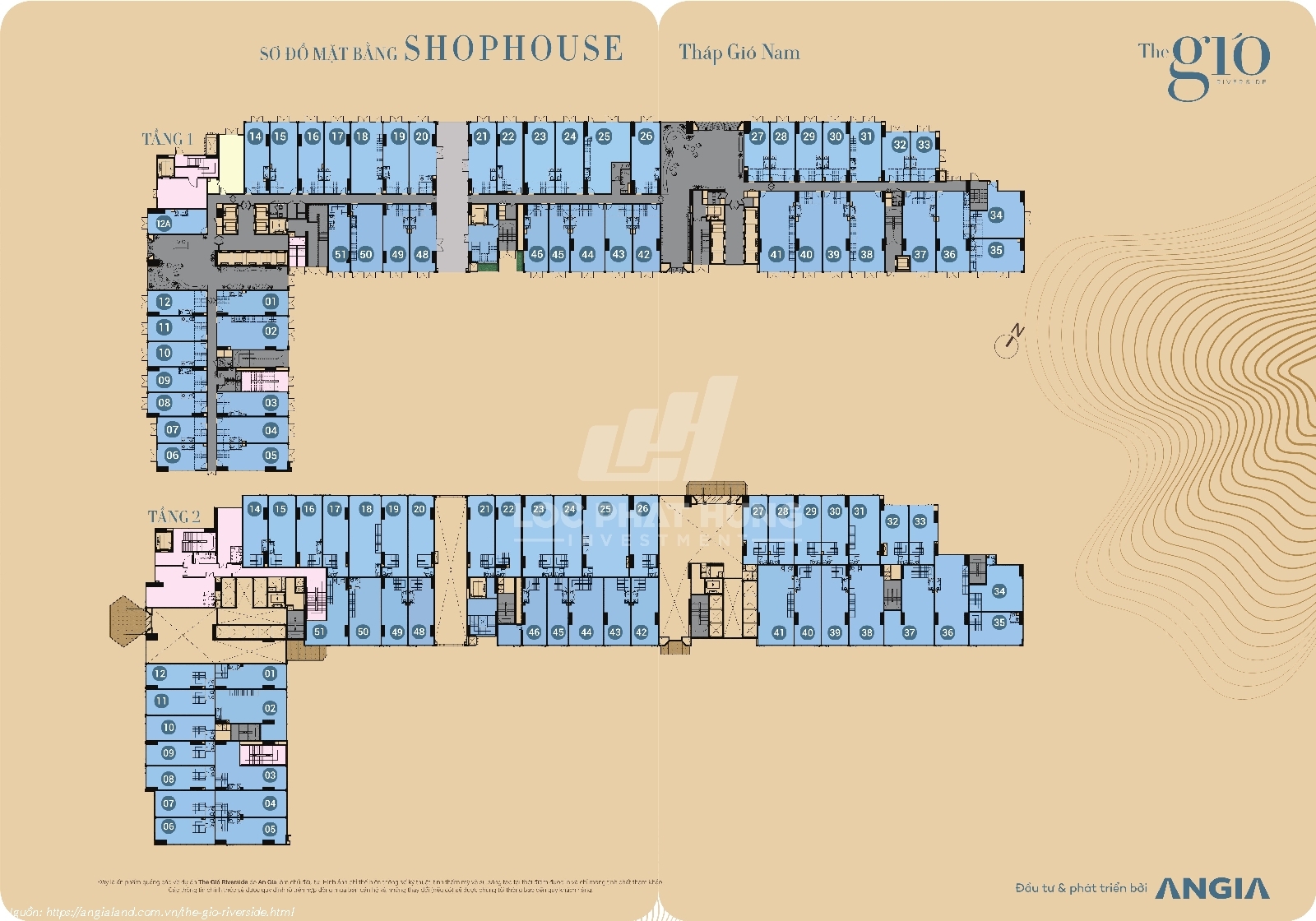 Mặt bằng shophouse gió Nam Mặt bằng shophouse gió Nam