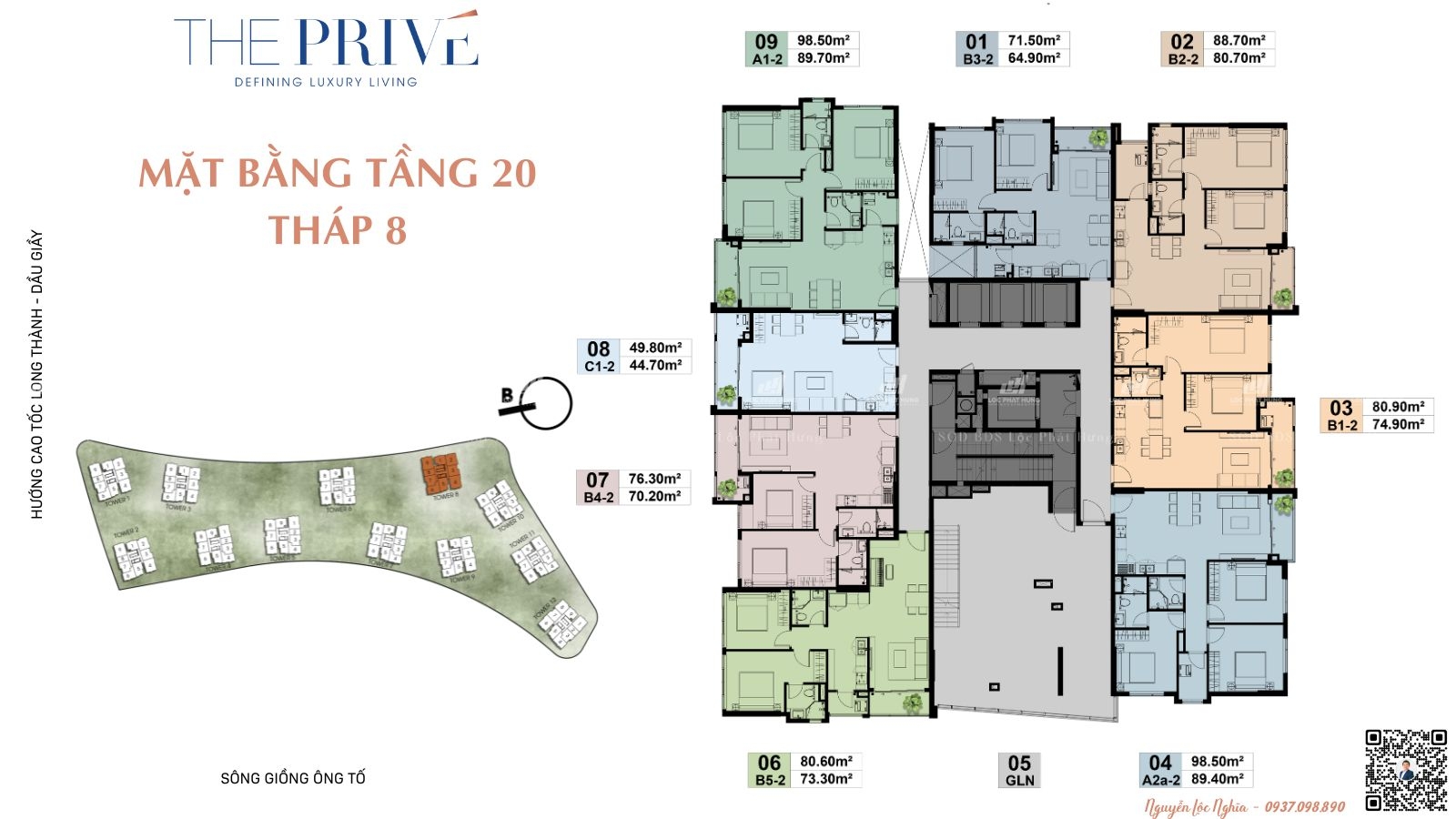 Mặt Bằng The Privé Đất Xanh Quận 2 Tầng 20 Tháp 8