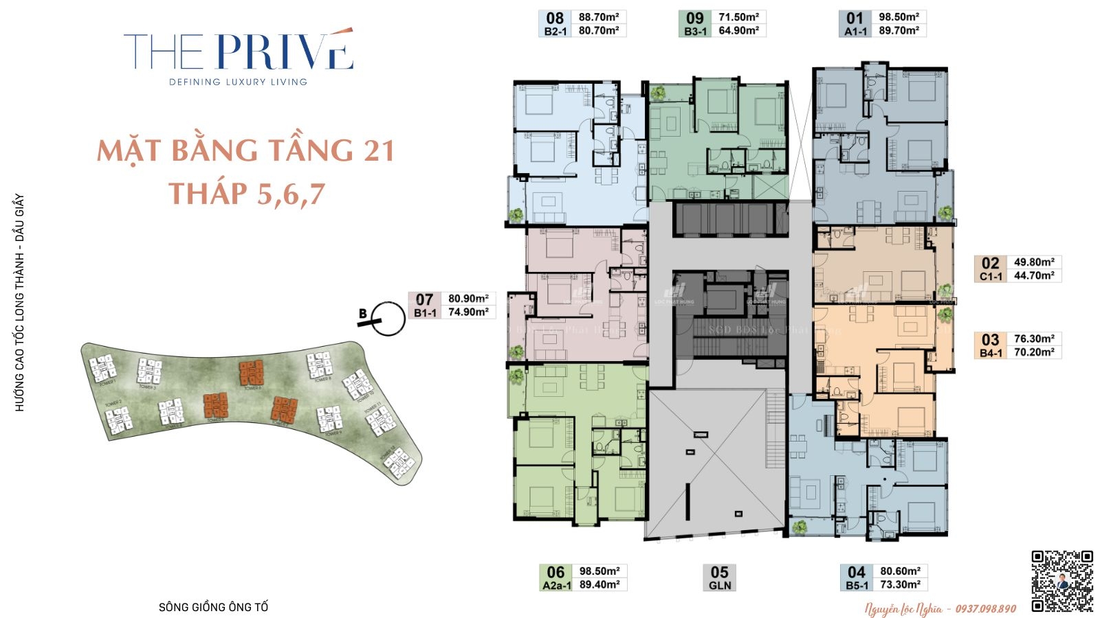 Mặt Bằng The Privé Đất Xanh Quận 2 Tầng 21 Tháp 5 6 7
