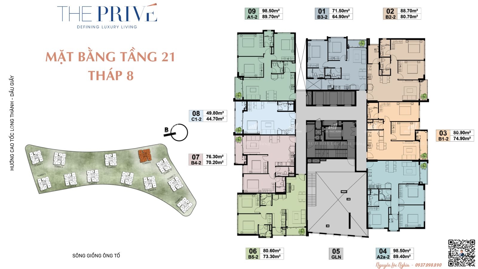 Mặt Bằng The Privé Đất Xanh Quận 2 Tầng 21 Tháp 8