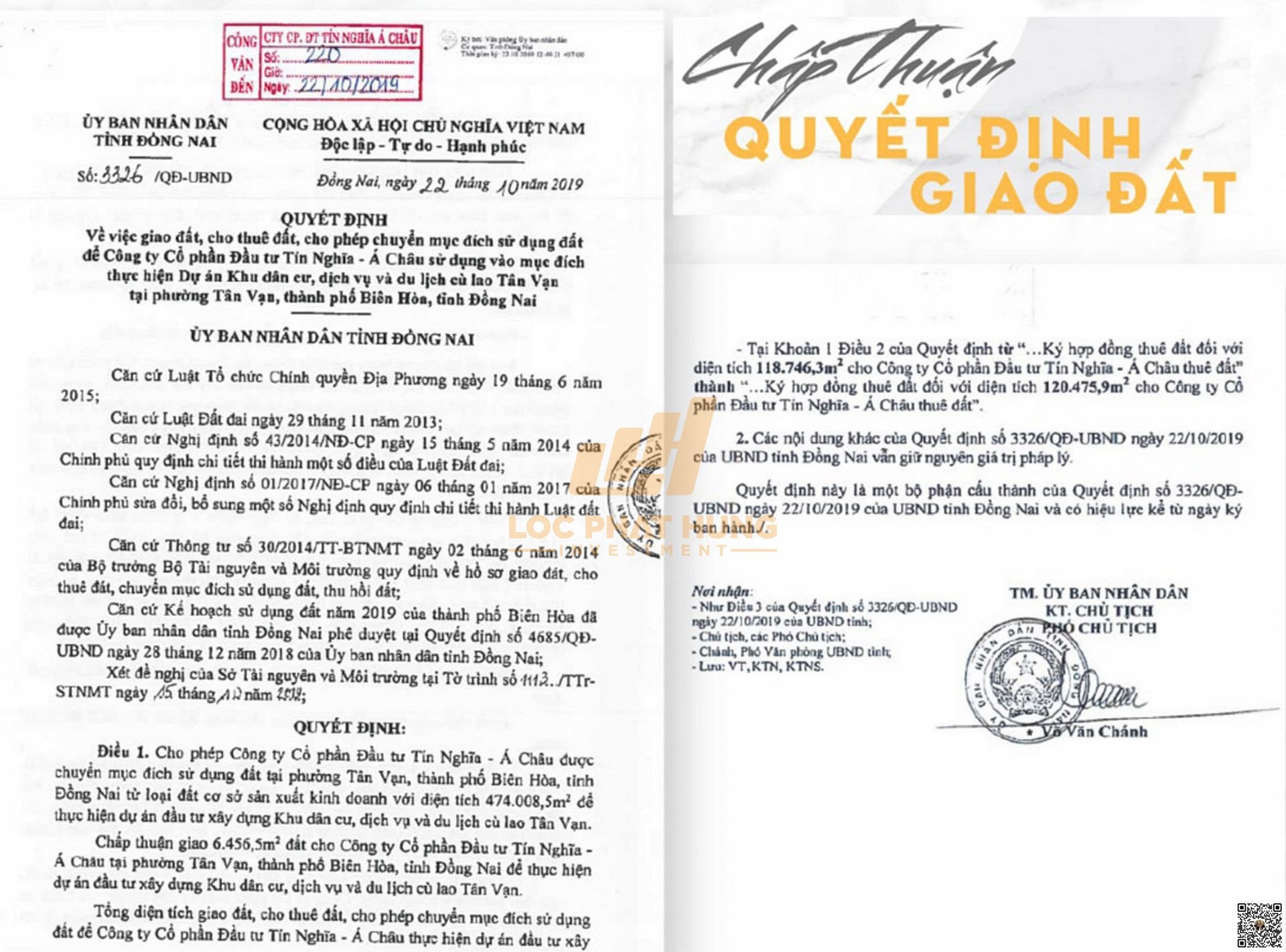 Pháp Lý Đảo Kim Quy TTC Tân Vạn | Đầy Đủ &; Minh Bạch - Quyết định giao đất