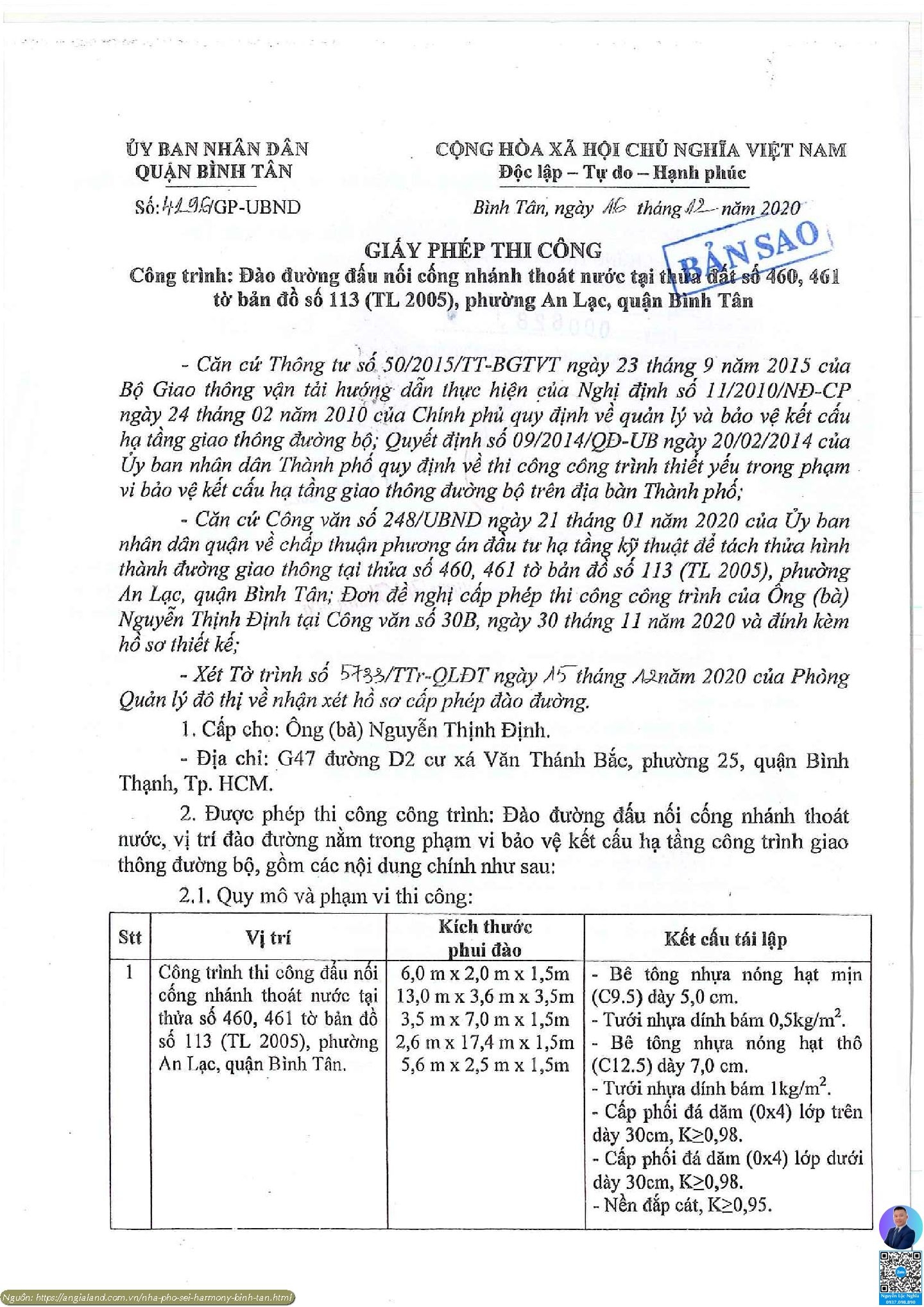 Giấy Phép Thi Công Sei Harmony Bình Tân