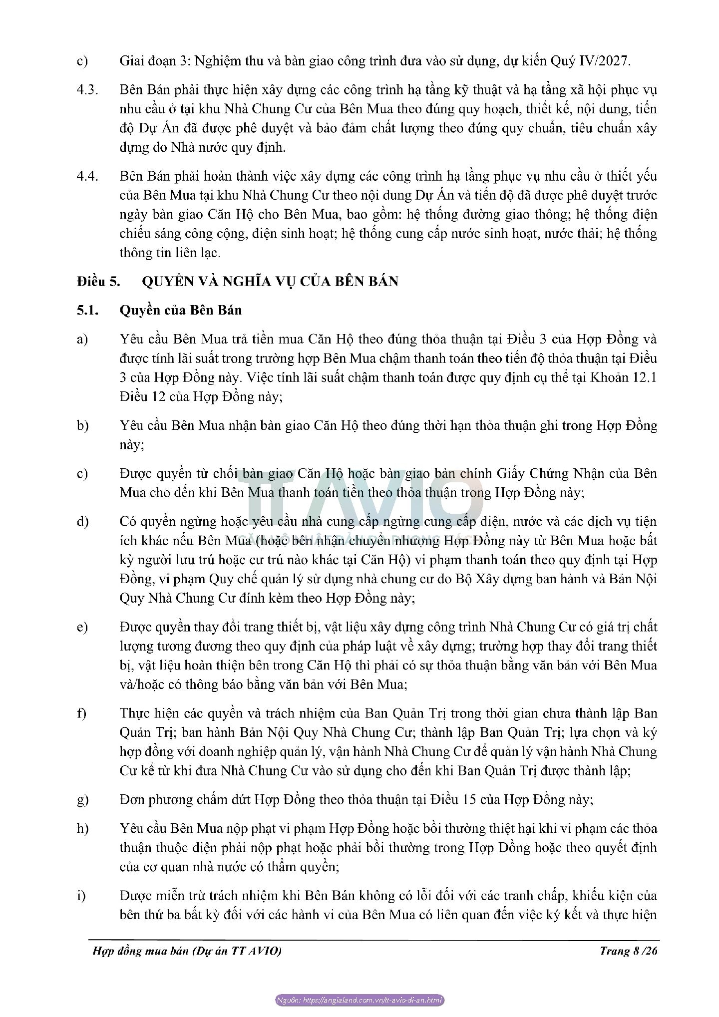 Hợp đồng Mua Bán Căn Hộ Tt Avio Dĩ An