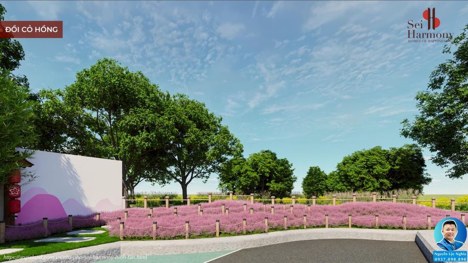 Đồi Cỏ Hồng và Vườn Hoa Anh Đào dự án nhà phố SEI Harmony Bình Tân