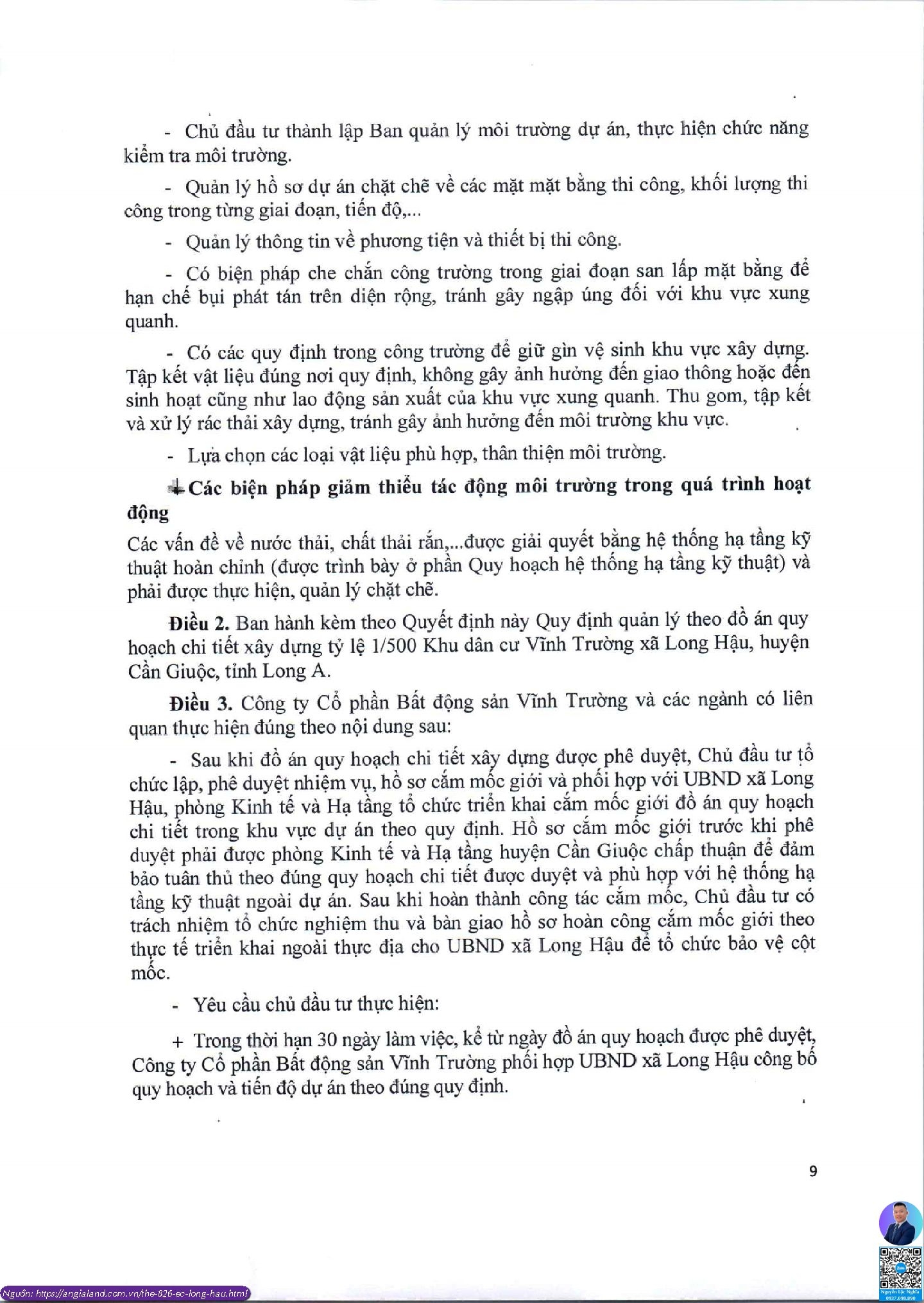 Thông tin chi tiết về quyết định phê duyệt quy hoạch chi tiết 1/500 dự án đất nền The 826 EC Long Hậu