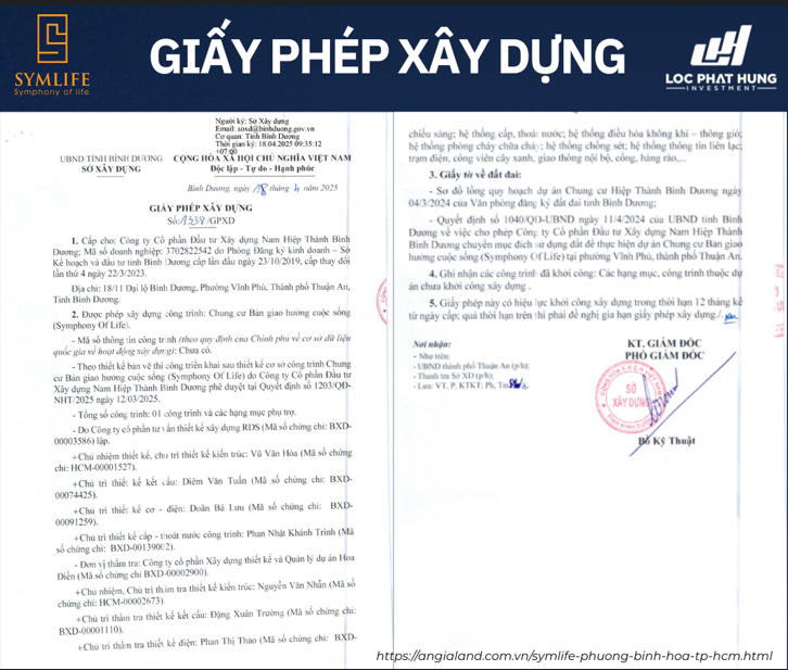 Giấy Phép Xây Dựng (GPXD) Dự Án Symlife Bình Hòa