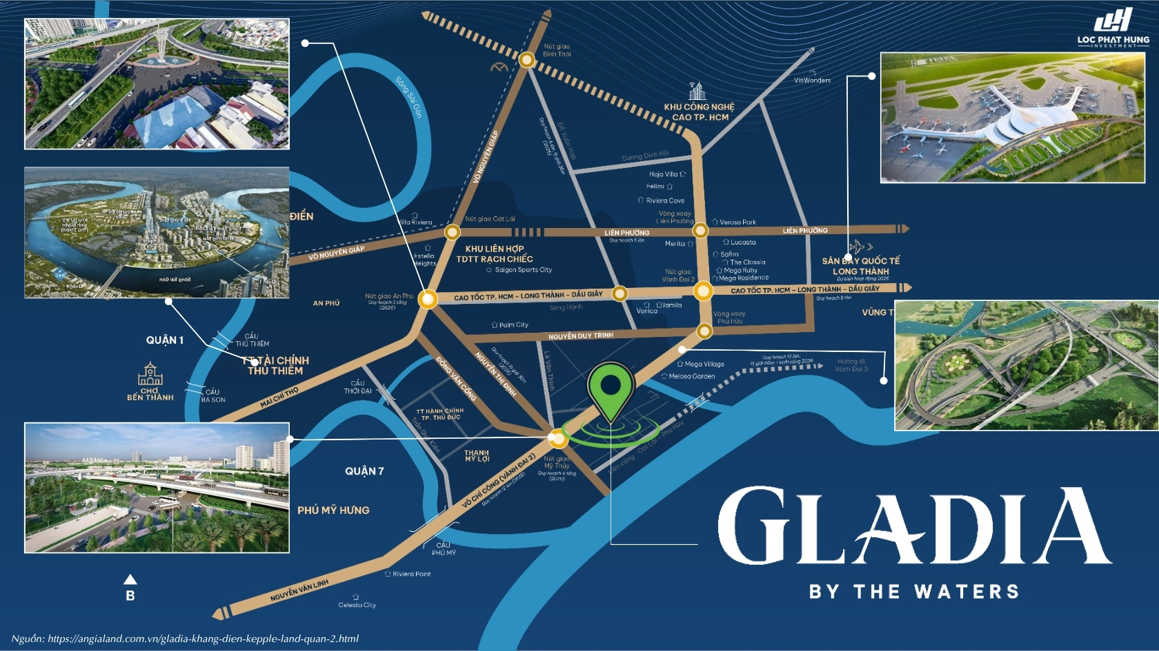 Vị Trí Gladia by the Waters | Đường Võ Chí Công, P. Bình Trưng, TP.HCM