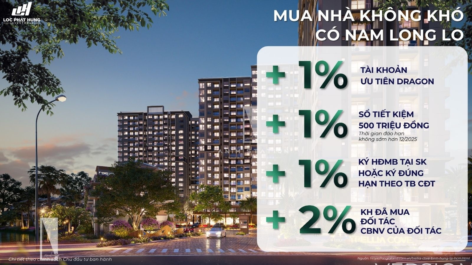 Chính sách ưu đã của chủ đầu tư Nam Long dự án Trellia Cove