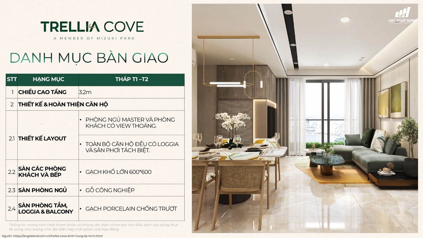 Danh mục bàn giao dự án Trellia Cove