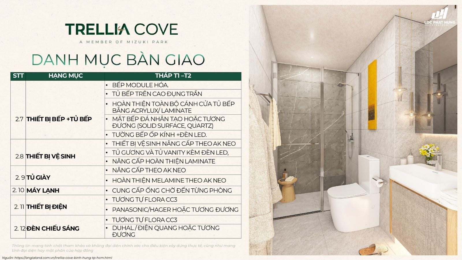 Danh mục bàn giao dự án Trellia Cove
