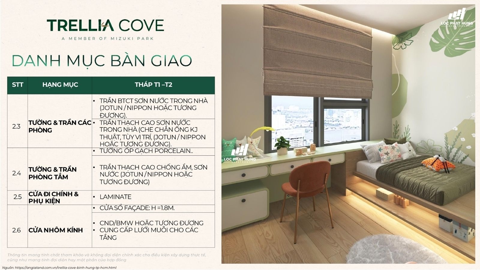 Danh mục bàn giao dự án Trellia Cove