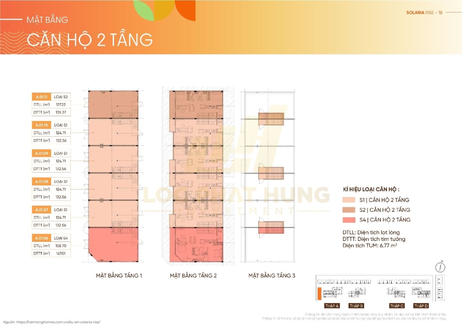 Mặt Bằng Căn Hộ 2 Tầng Duplex Tháp A Solaria Rise