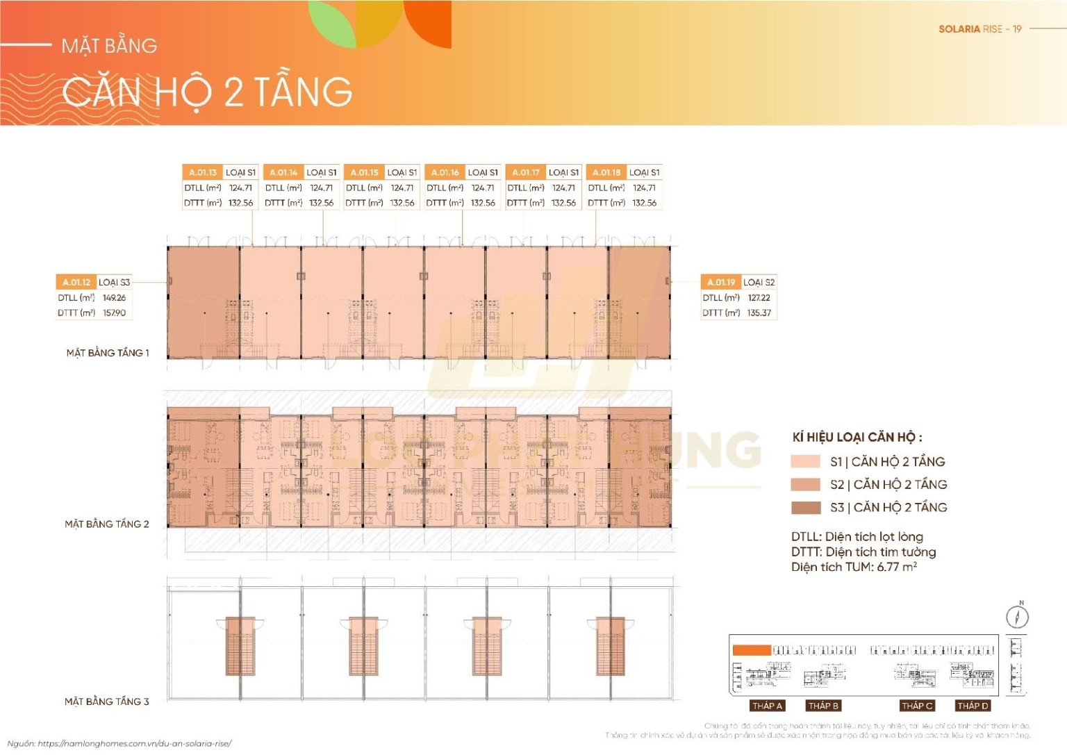 Mặt Bằng Căn Hộ 2 Tầng Duplex Tháp A Solaria Rise