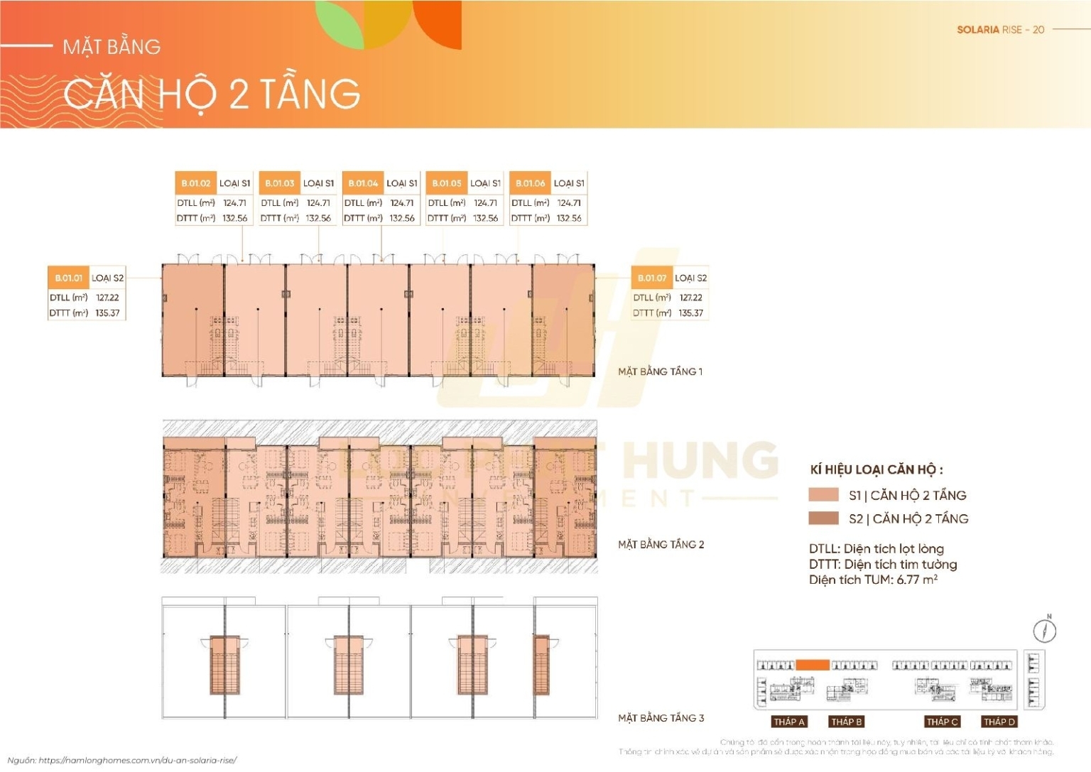 Mặt Bằng Căn Hộ 2 Tầng Duplex Tháp A Solaria Rise