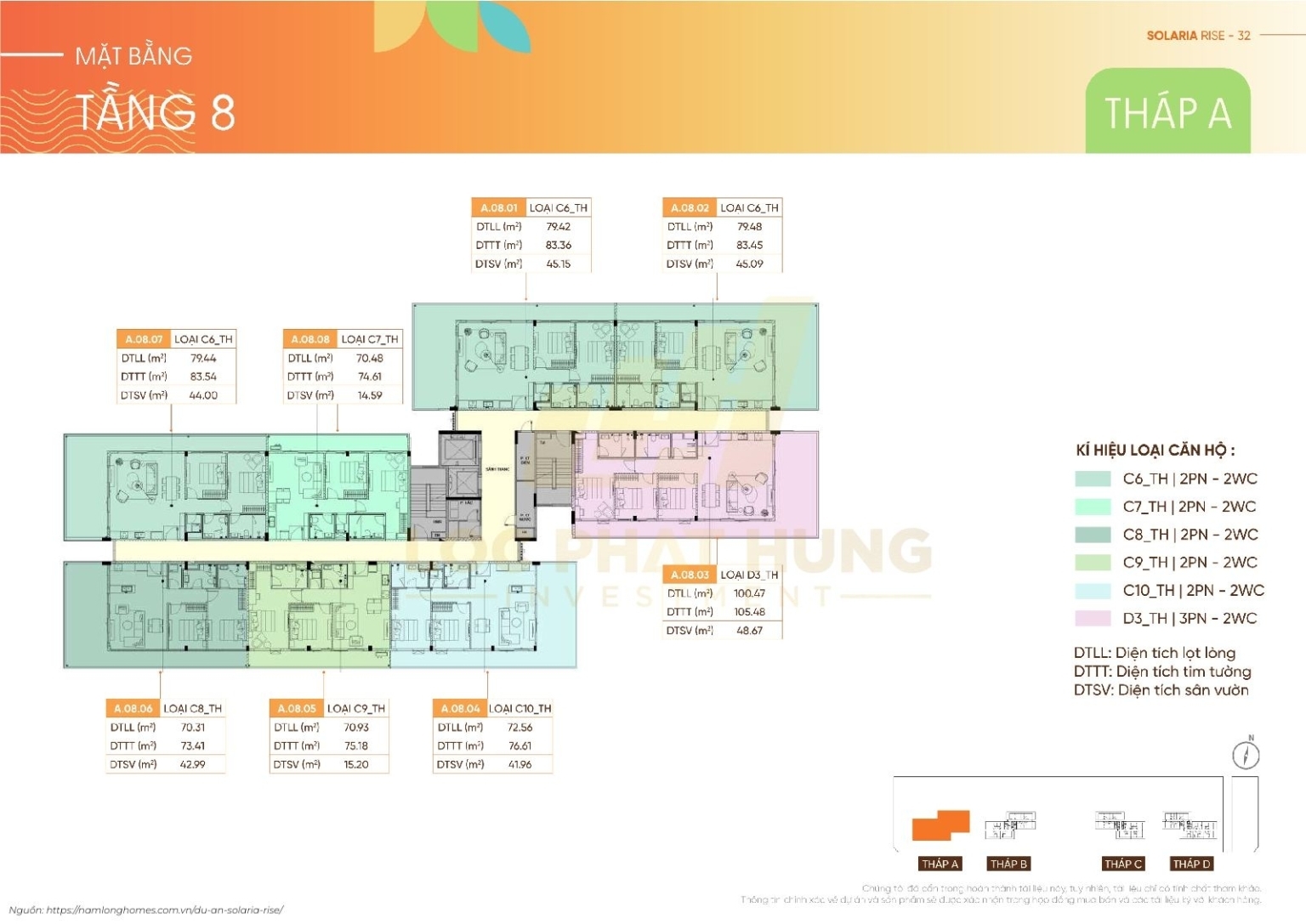 Mặt Bằng Căn Hộ 8 Tầng Tháp A Solaria Rise