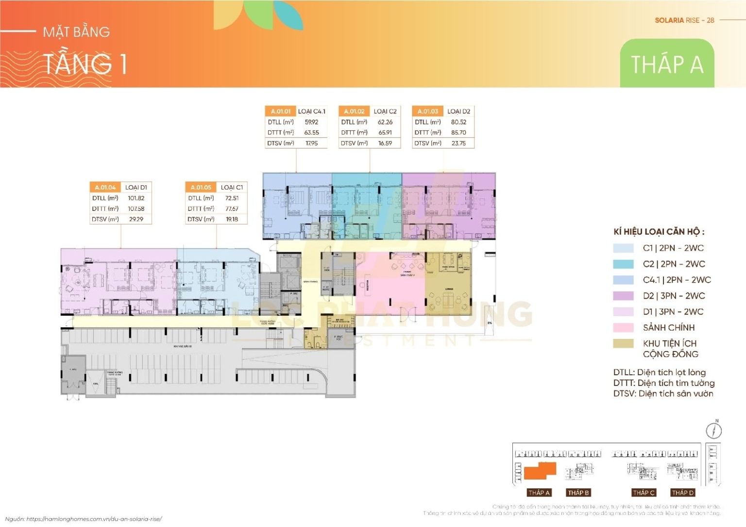 Mặt Bằng Căn Hộ 8 Tầng Tháp A Solaria Rise