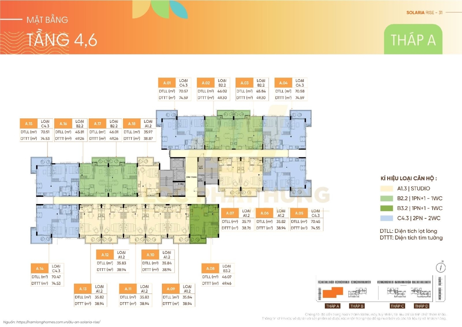 Mặt Bằng Căn Hộ 8 Tầng Tháp A Solaria Rise