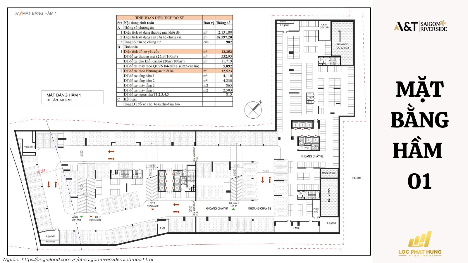 Mặt bằng hầm dự án A&T Saigon Riverside