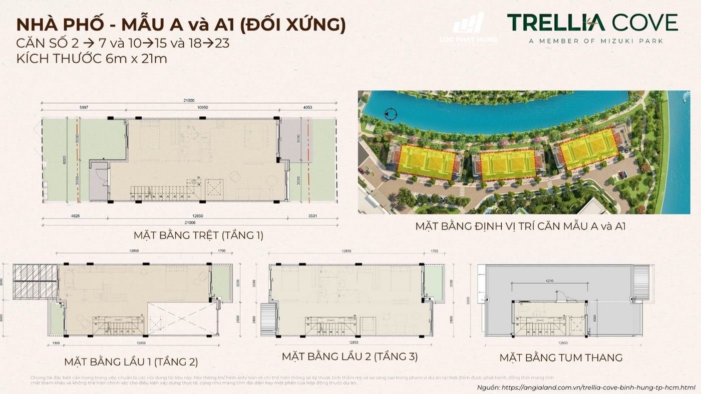 Mat Bang Nha Pho Mau A A1 Doi Xung Trellia Cove 6x21m