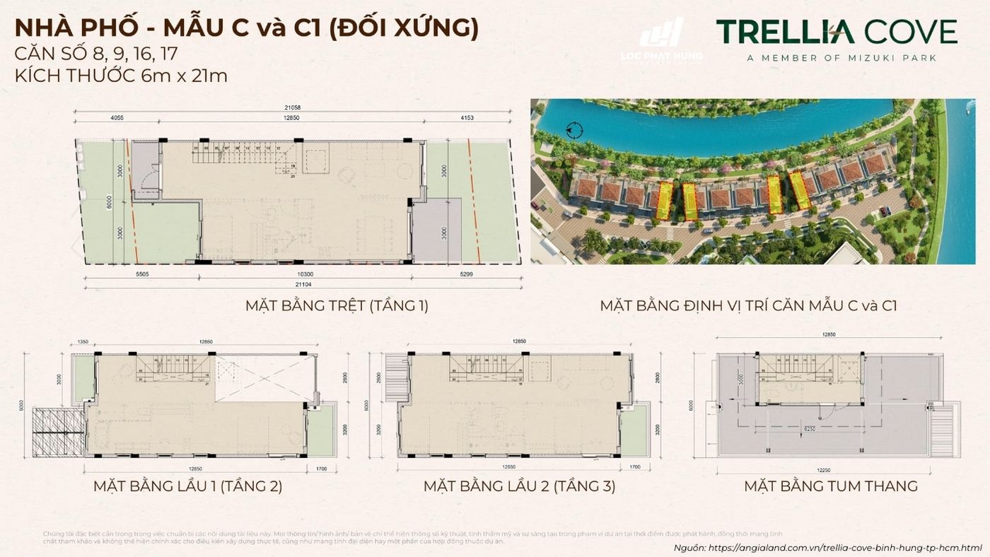 Mat Bang Nha Pho Mau C C1 Doi Xung Trellia Cove 6x21m