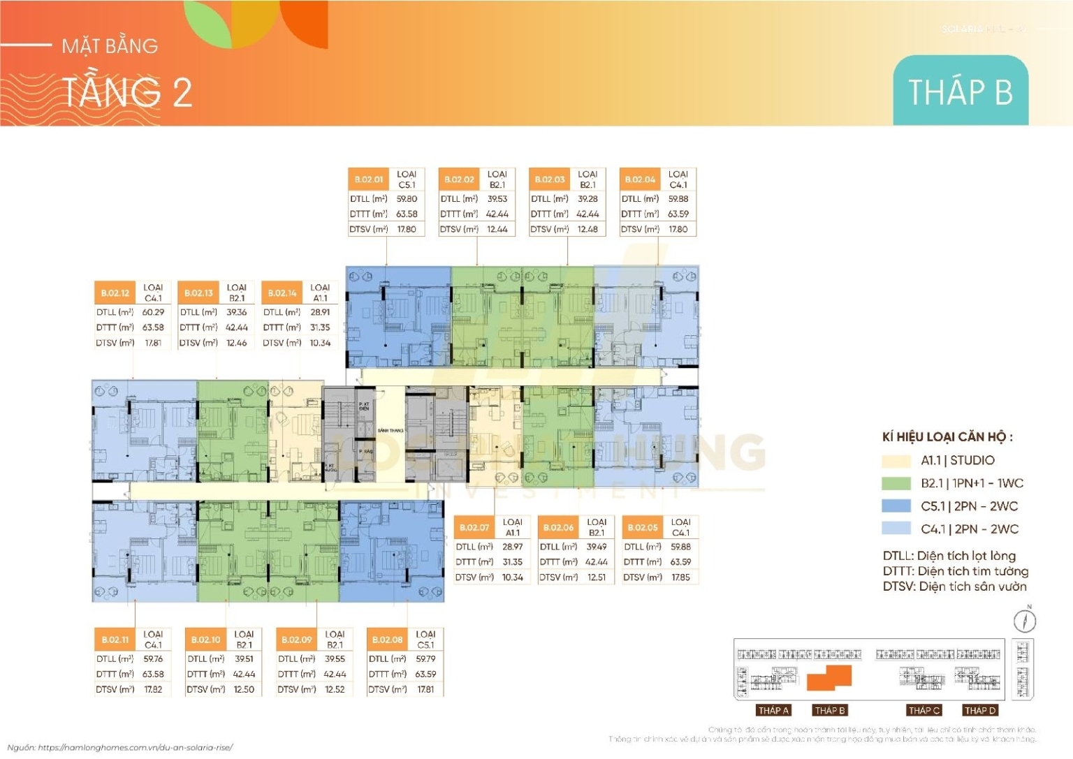 Mặt Bằng Tháp B 17 Tầng Solaria Rise Waterpoint | Layout Chi Tiết