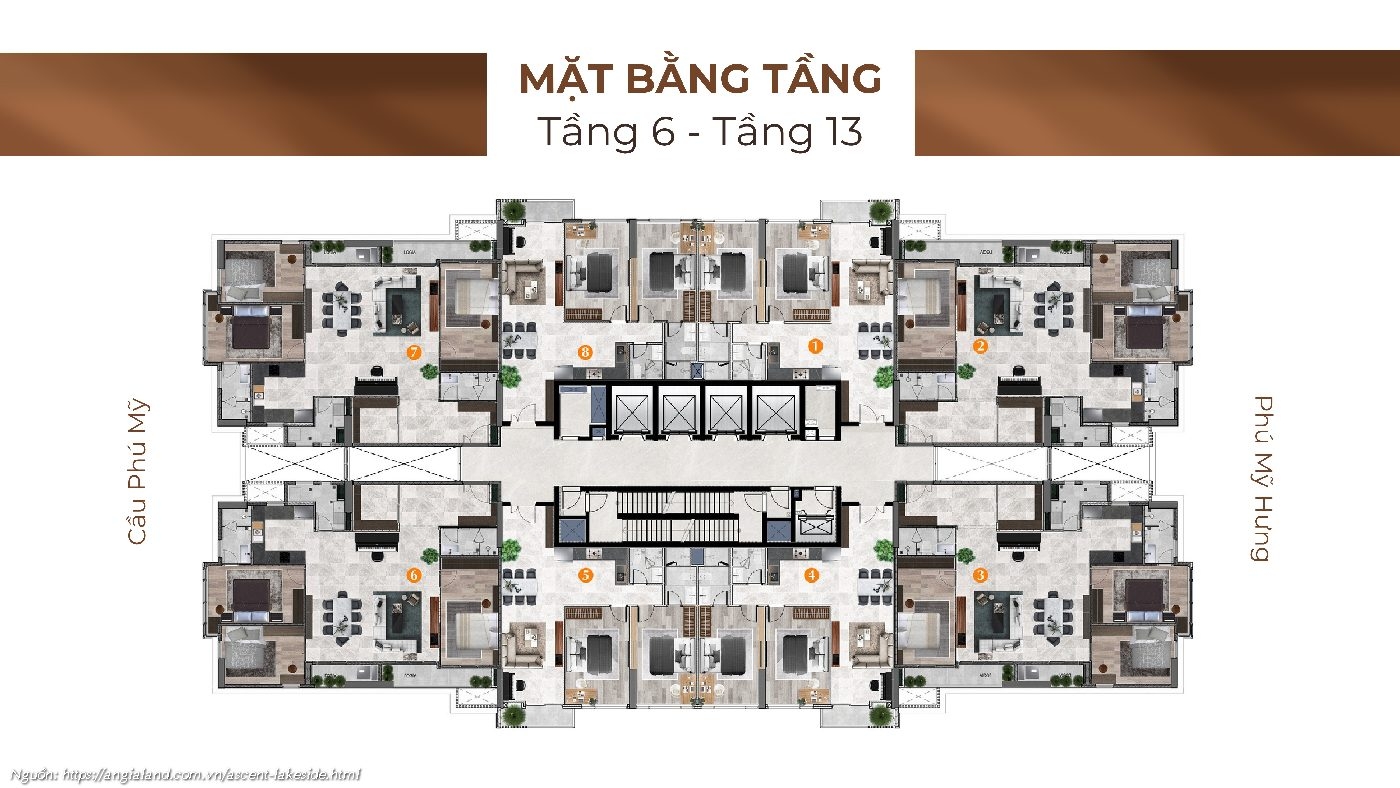 Mặt bằng tầng 06-13 căn hộ Office Ascent Lakeside Quận 7