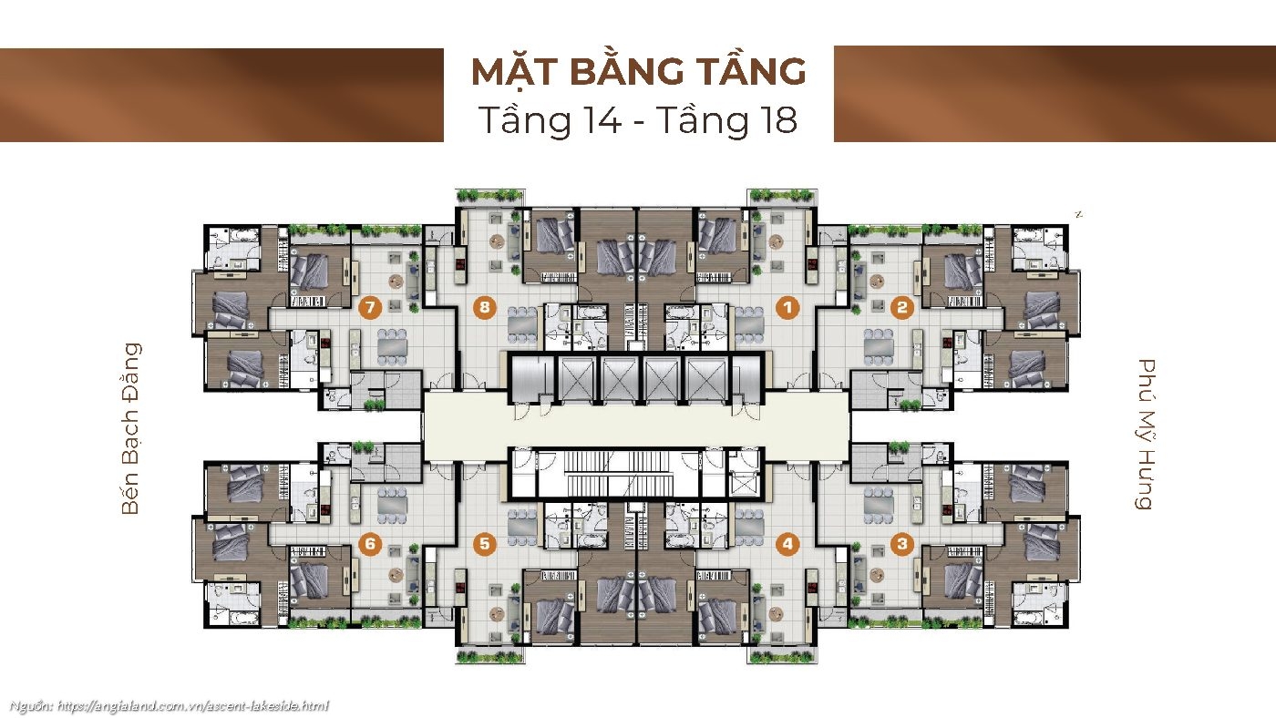 Mặt bằng tầng 14-18 căn hộ Office Ascent Lakeside Quận 7