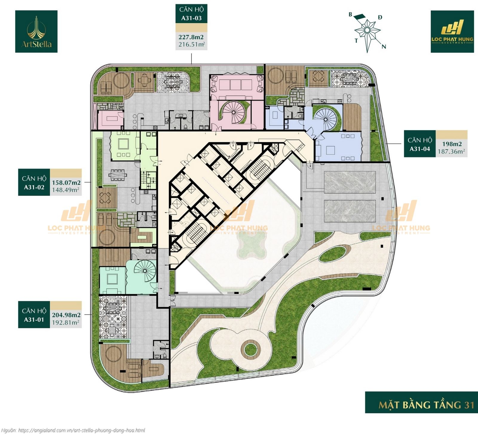 Mặt bằng tầng 31 penthouse Art Stella, Phường Đông Hòa, TPHCM