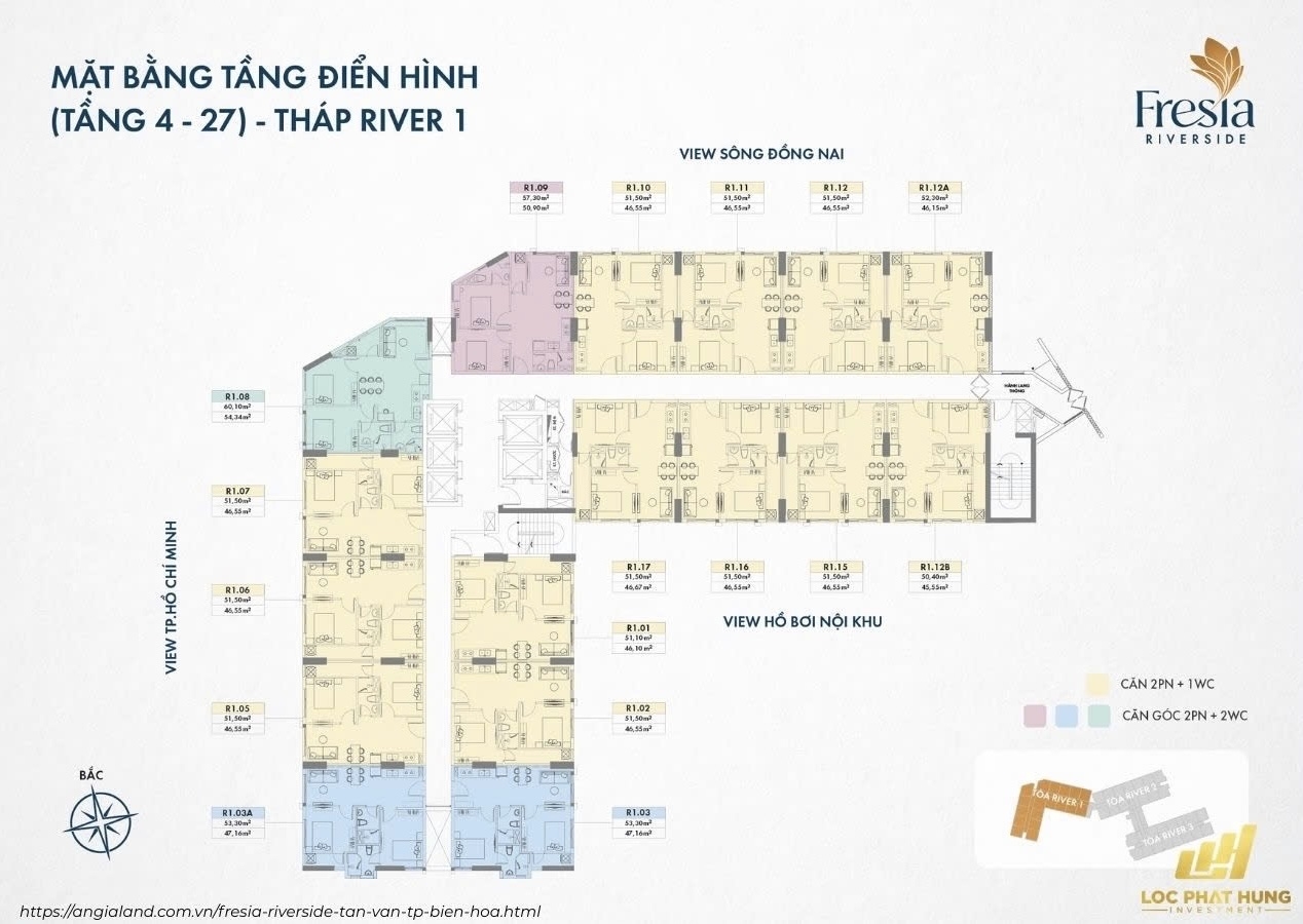 Mặt bằng tầng điển hình từ tầng 4 đến tầng 27 dự án Fresia Riverside Mặt bằng tầng điển hình từ tầng 4 đến tầng 27 dự án Fresia Riverside