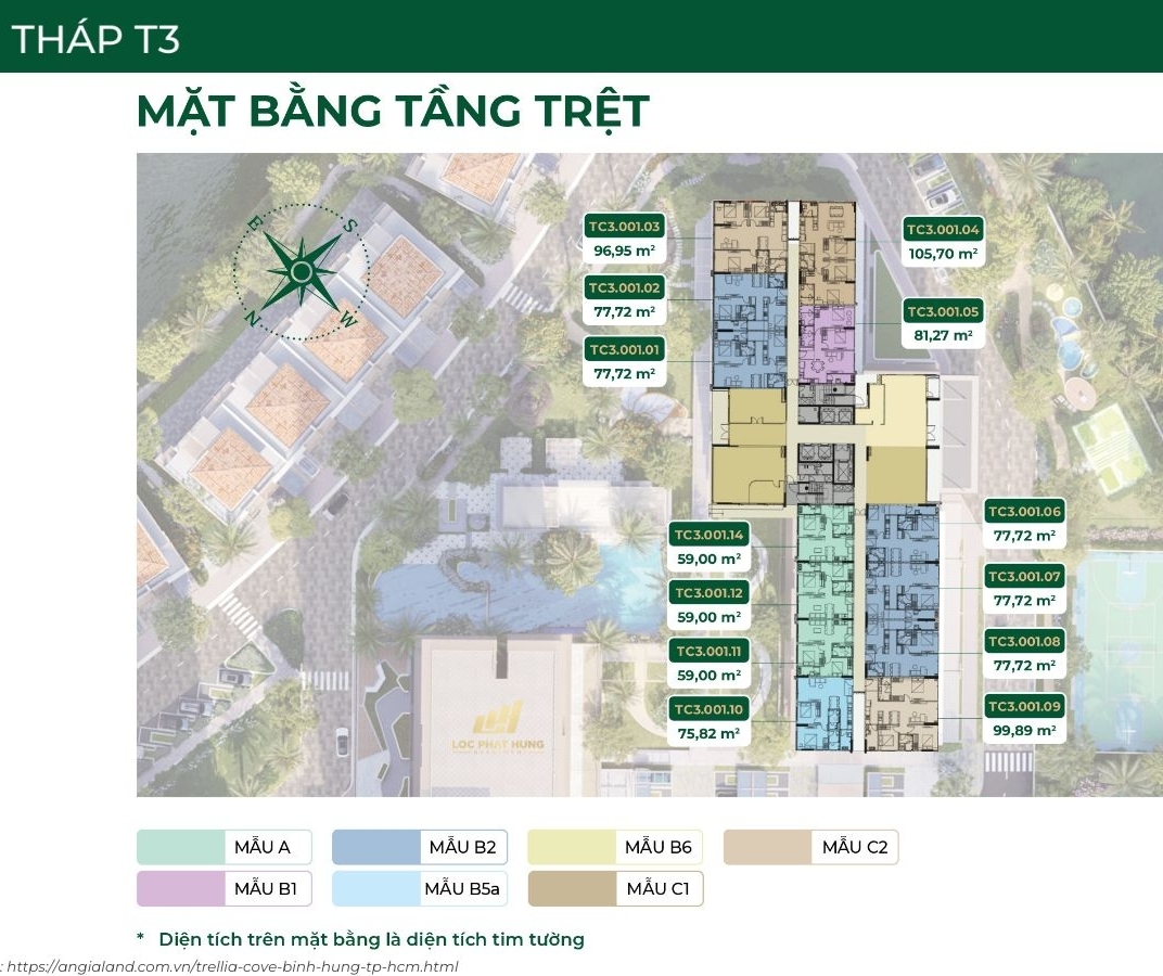 Mặt Bằng Chi Tiết Tháp T3 Dự Án Căn Hộ Trellia Cove Mizuki Park