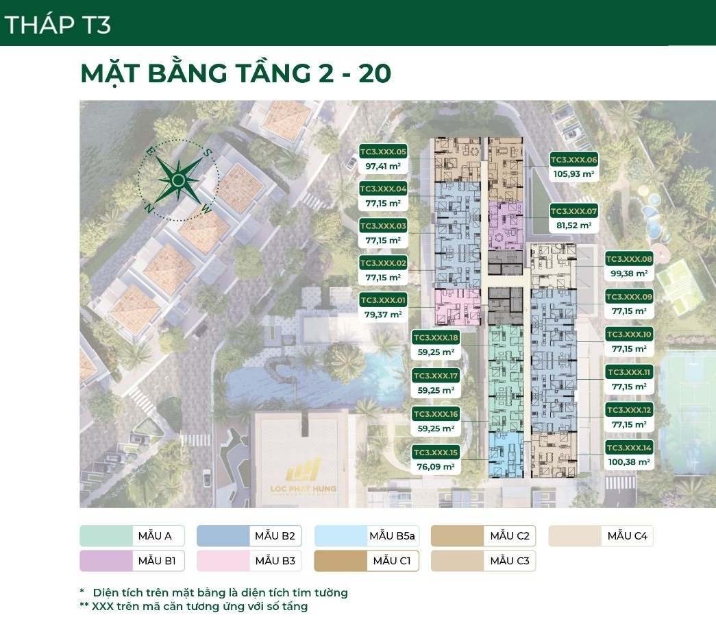Mặt Bằng Chi Tiết Tháp T3 Dự Án Căn Hộ Trellia Cove Mizuki Park