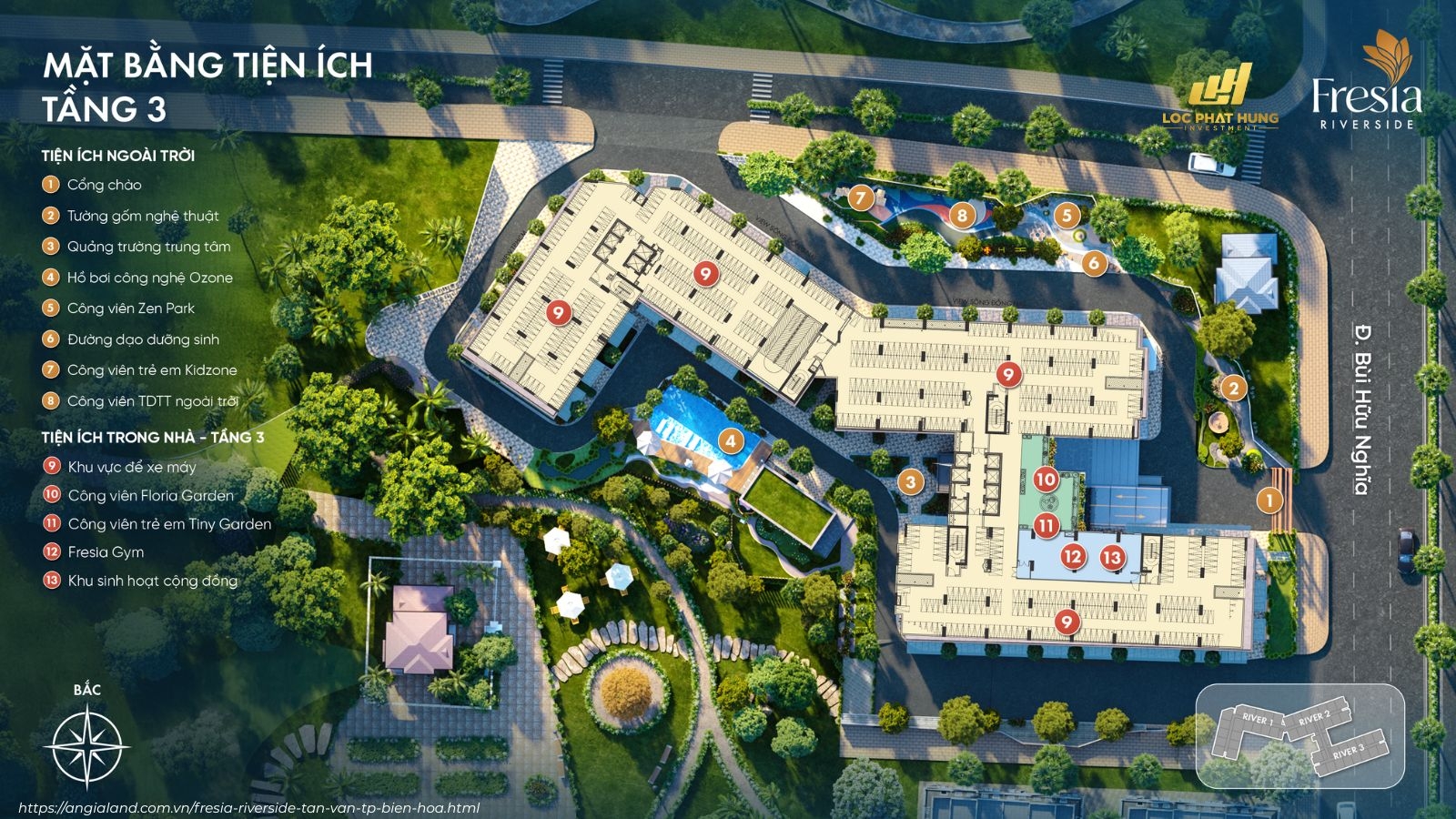 Mặt bằng tiện ích tầng 3 dự án Fresia Riverside Mặt bằng tiện ích tầng 3 dự án Fresia Riverside