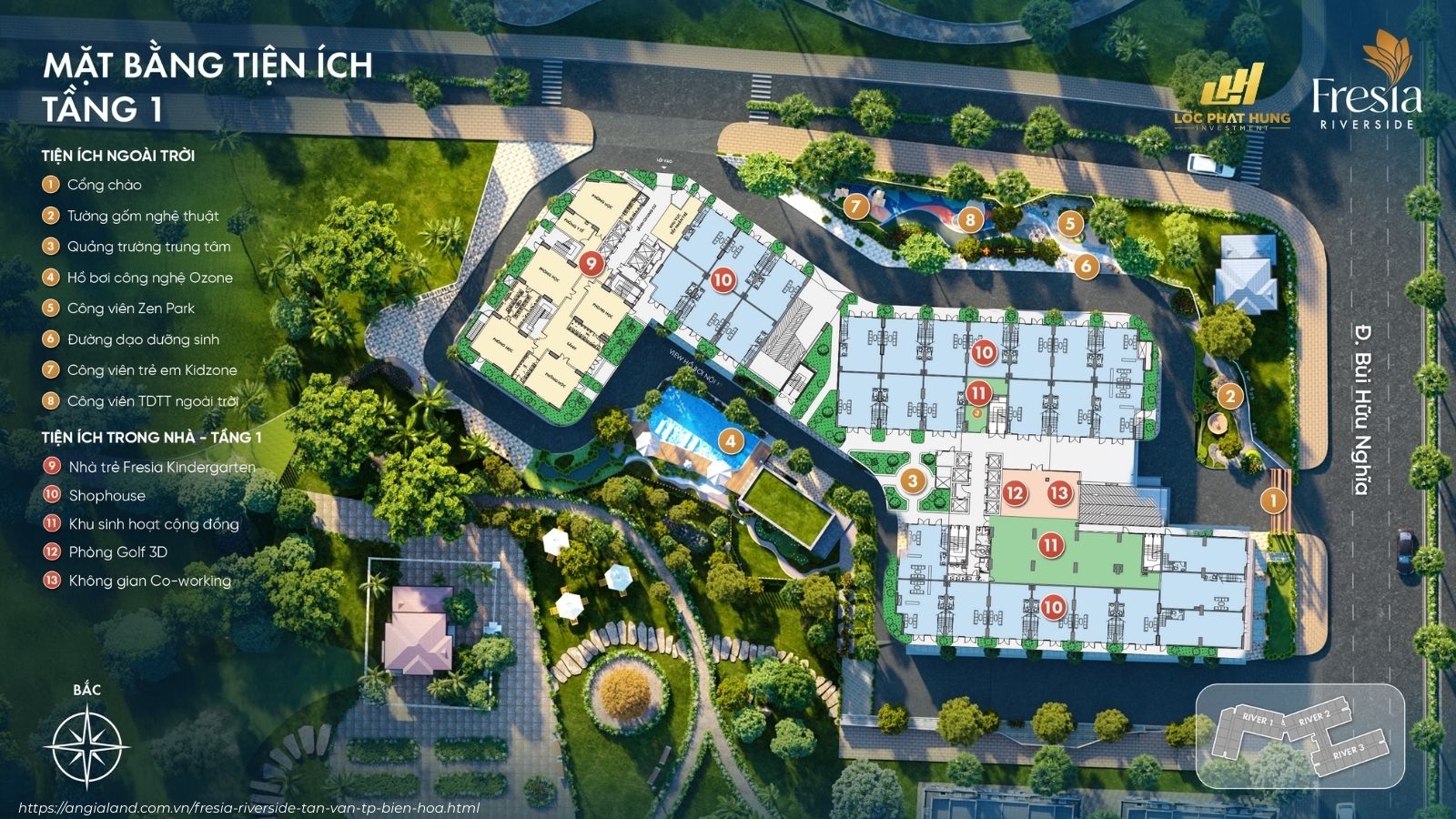 Mặt bằng tiện ích tầng 1 dự án Fresia Riverside Mặt bằng tiện ích tầng 1 dự án Fresia Riverside