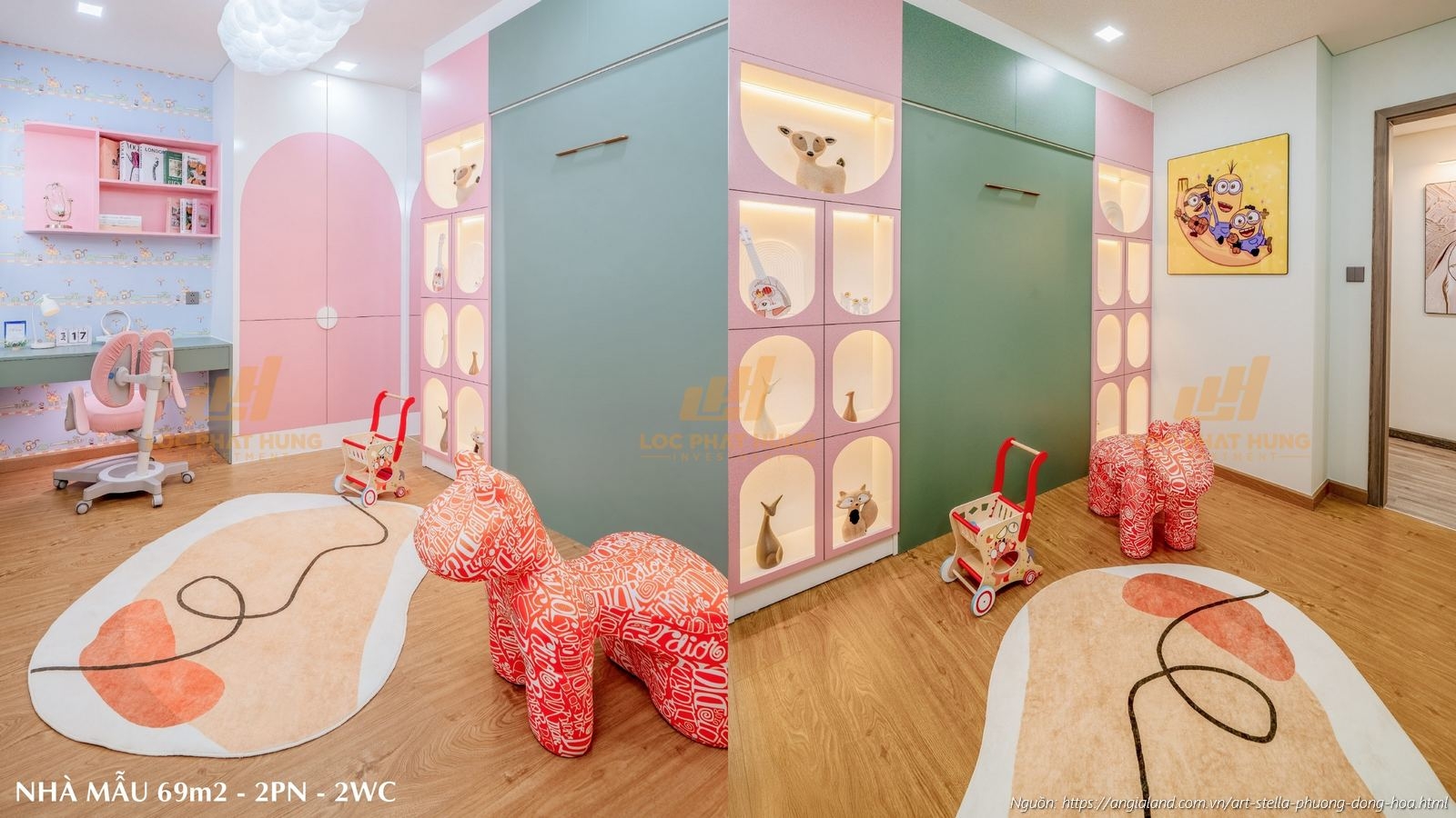 Nhà mẫu Art Stella - Phòng ngủ master căn hộ 2PN diện tích 69m² (2PN - 2WC)