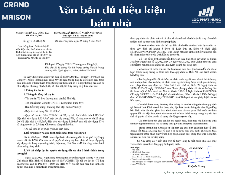 Pháp Lý Maison Grand Phú Mỹ | Cập Nhật Sổ Hồng, GPXD & Điều Kiện Mở Bán 2025