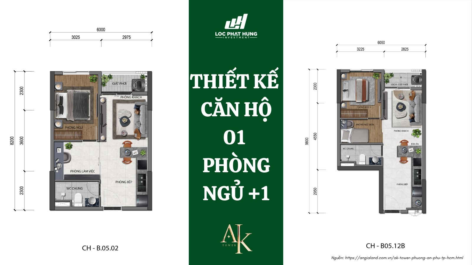 Thiết kế căn hộ 1 phòng ngủ dự án A&K Tower An Phú Thiết kế căn hộ 1 phòng ngủ dự án A&K Tower An Phú