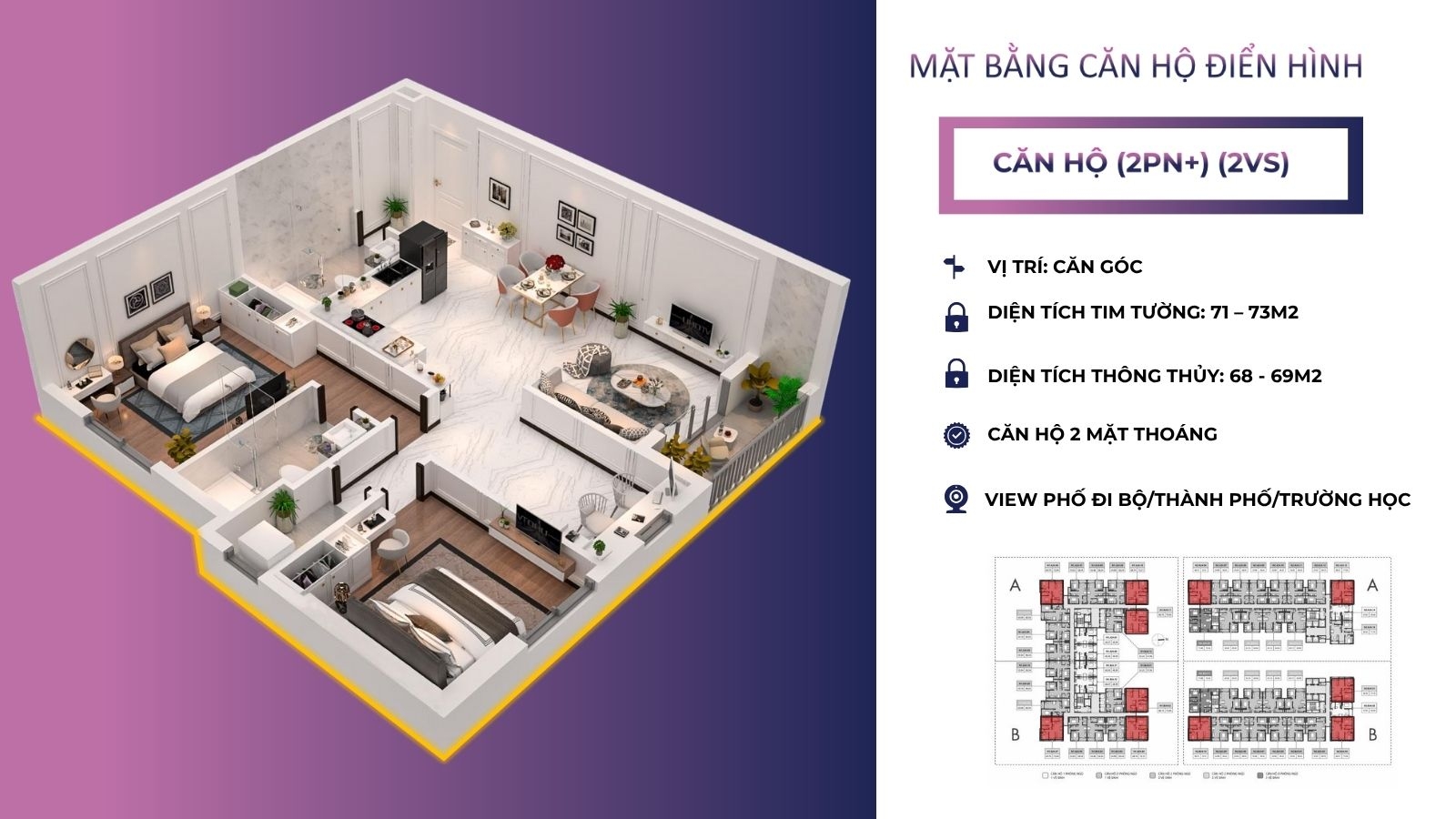Thiết Kế Căn Hộ 2 Phòng Ngủ 2pn Maison Grand 60m² 70m²