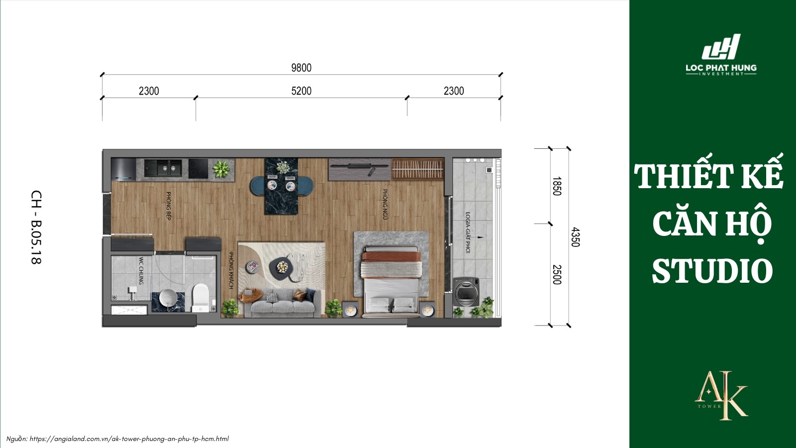 Thiết kế căn hộ Studio dự án A&K Tower An Phú Thiết kế căn hộ Studio dự án A&K Tower An Phú