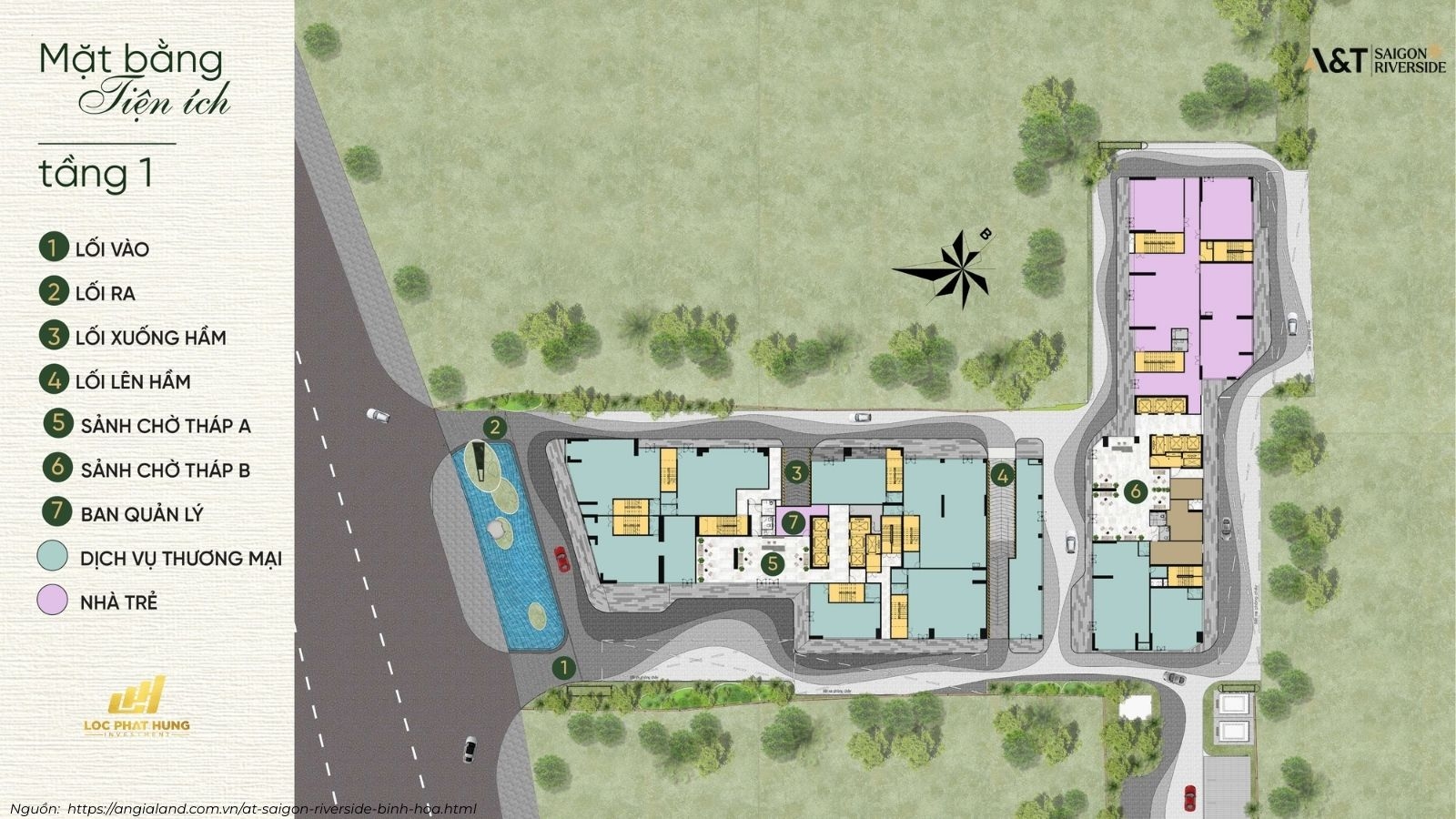 Mặt Bằng Tiện Ích Dự án Căn Hộ Chung Cư A&T Saigon Riverside phường Bình Hòa
