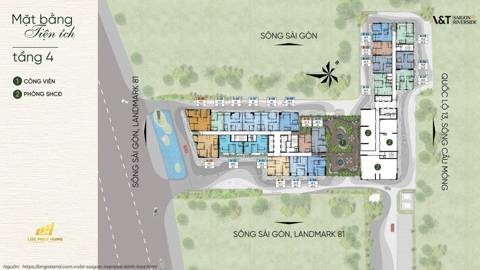 Mặt Bằng Tiện Ích Dự án Căn Hộ Chung Cư A&T Saigon Riverside phường Bình Hòa