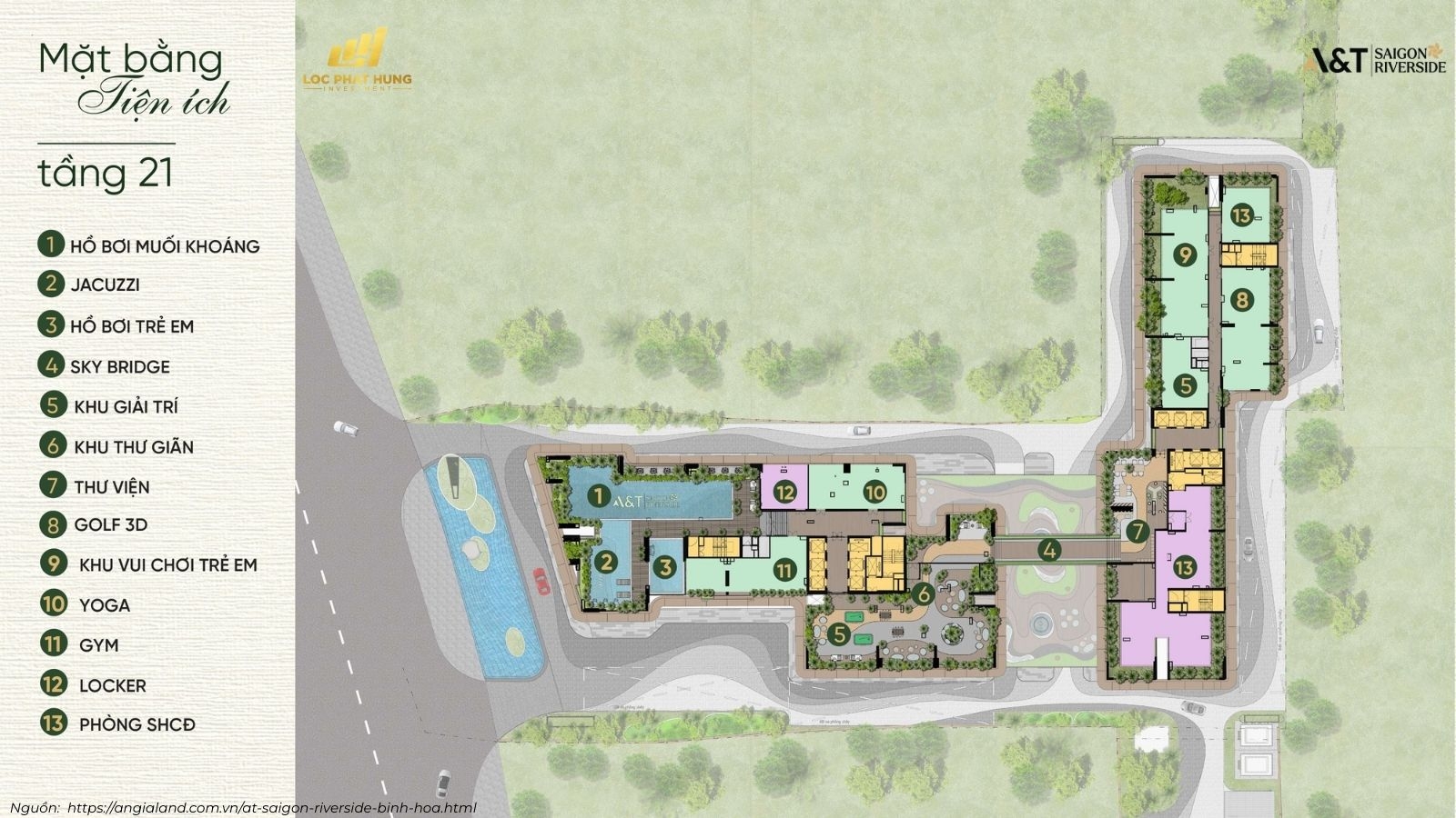 Mặt Bằng Tiện Ích Dự án Căn Hộ Chung Cư A&T Saigon Riverside phường Bình Hòa