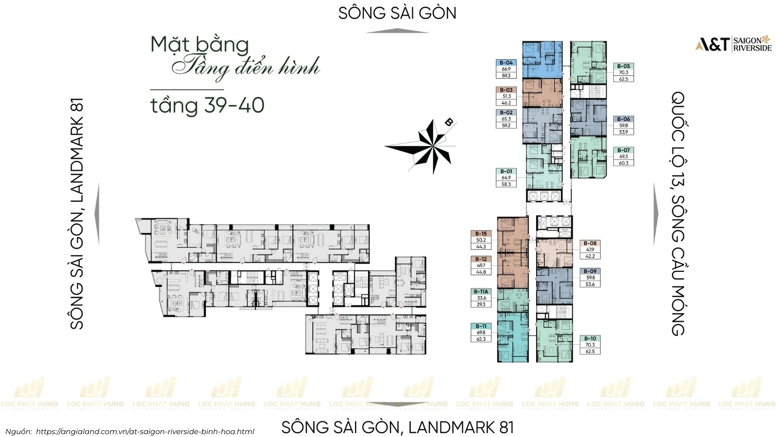 Mặt Bằng Tầng Điển Hình Dự án Căn Hộ Chung Cư A&T Saigon Riverside phường Bình Hòa