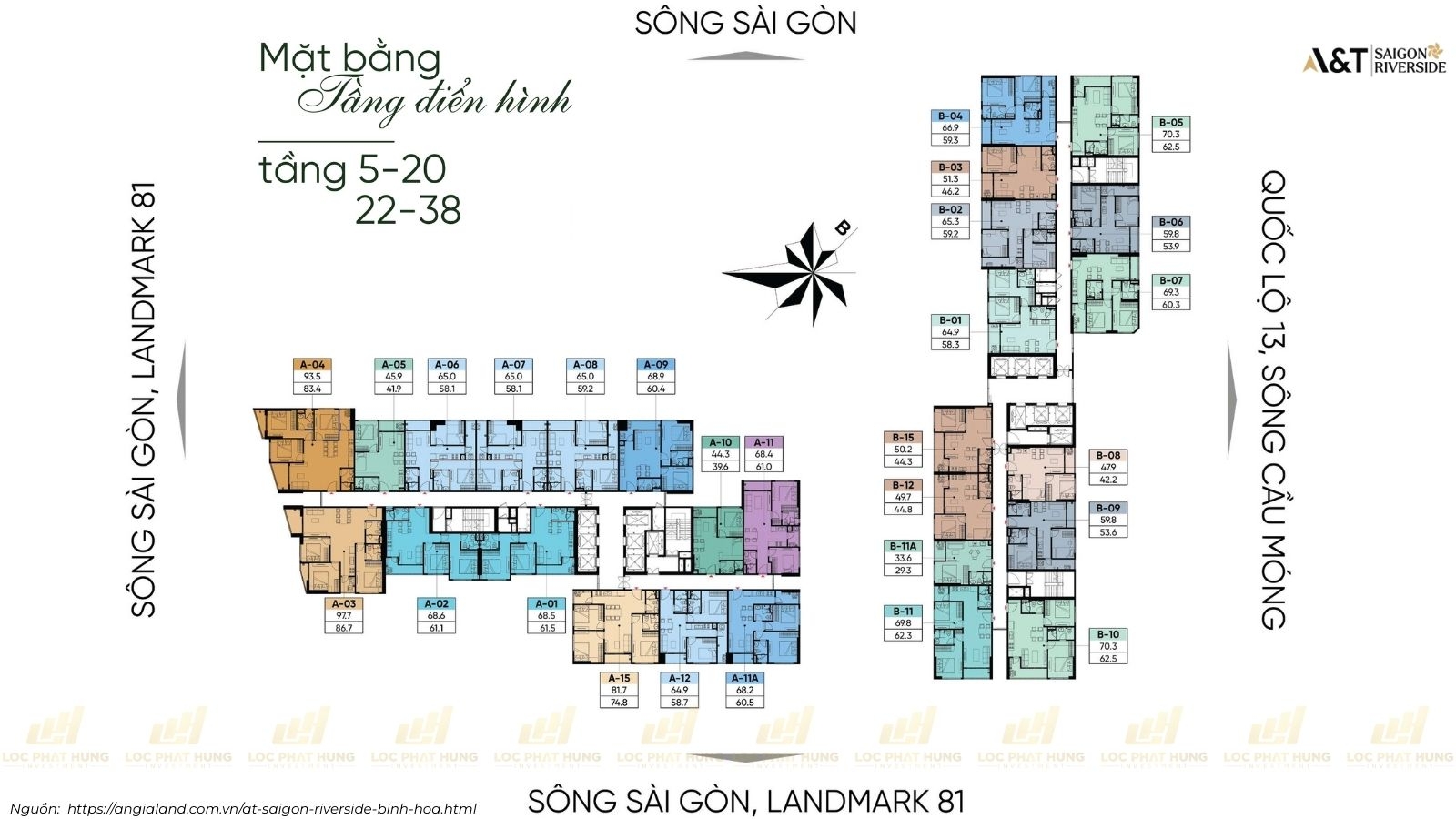 Mặt Bằng Tầng Điển Hình Dự án Căn Hộ Chung Cư A&T Saigon Riverside phường Bình Hòa