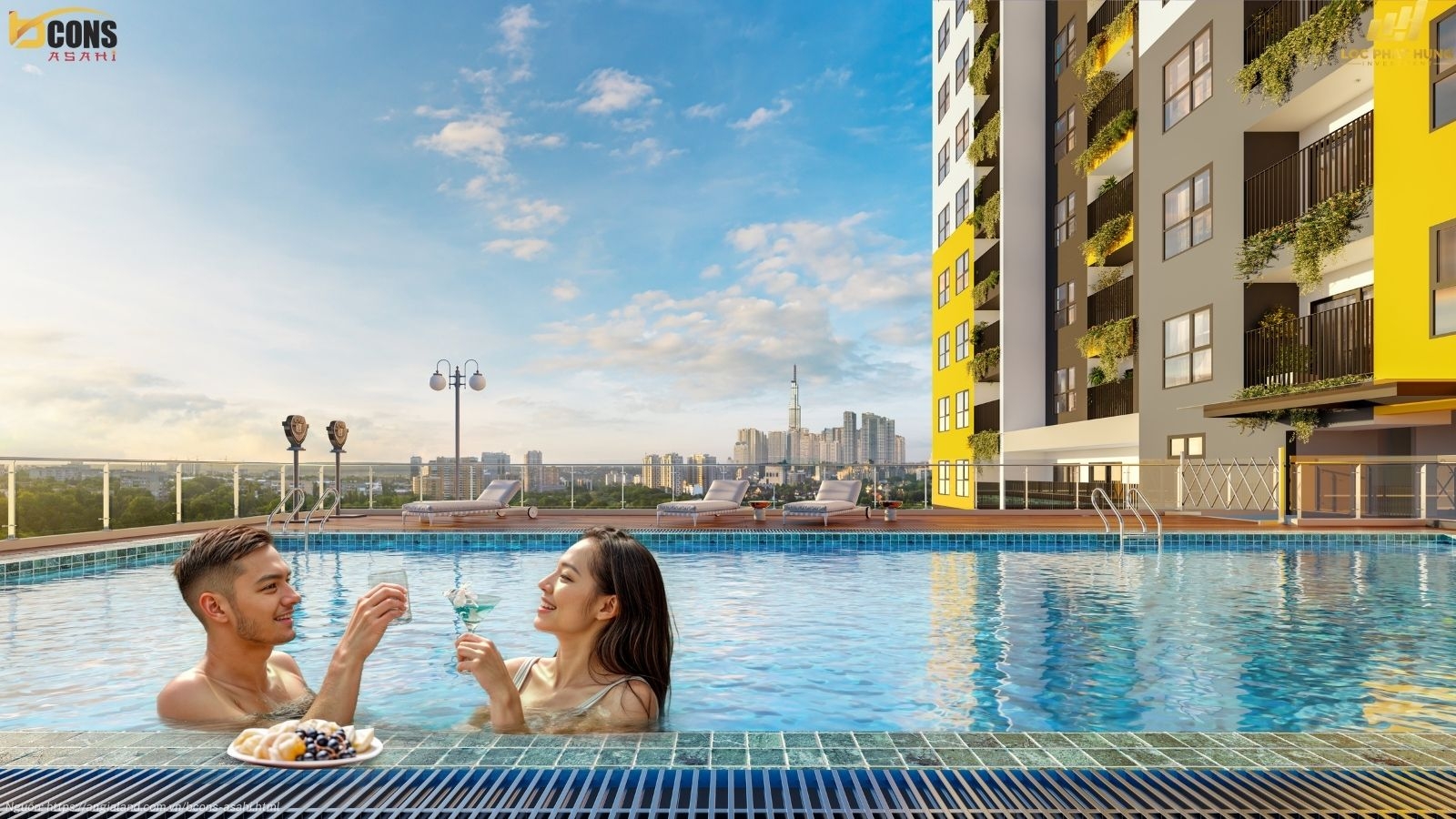 Tiện ích hồ bơi dự án căn hộ Bcons Asahi Dĩ An