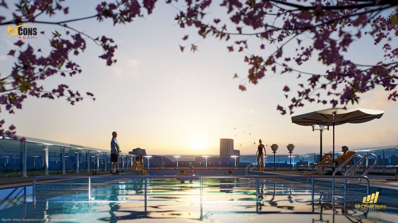 Tiện ích hồ bơi dự án căn hộ Bcons Asahi Dĩ An