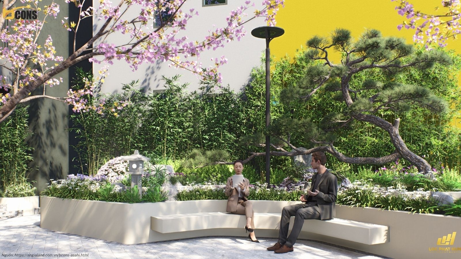 Tiện ích vườn thư giãn án căn hộ Bcons Asahi Dĩ An