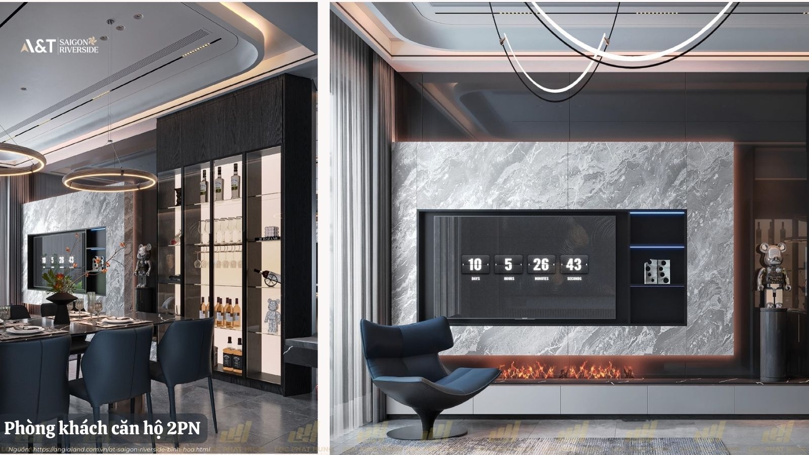 Nhà Mẫu Loại 2PN Dự án Căn Hộ Chung Cư A&T Saigon Riverside phường Bình Hòa