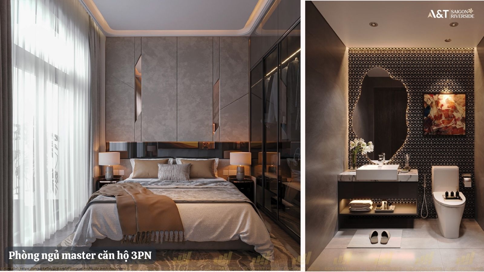 Nhà Mẫu Loại 3PN Dự án Căn Hộ Chung Cư A&T Saigon Riverside phường Bình Hòa