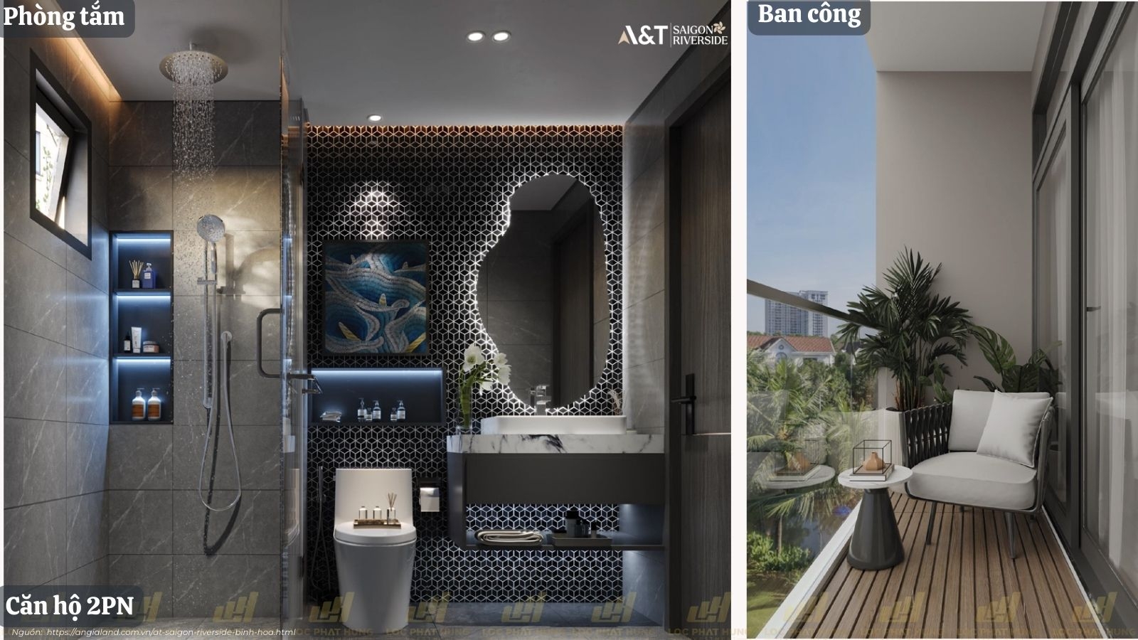 Nhà Mẫu Loại 2PN Dự án Căn Hộ Chung Cư A&T Saigon Riverside phường Bình Hòa